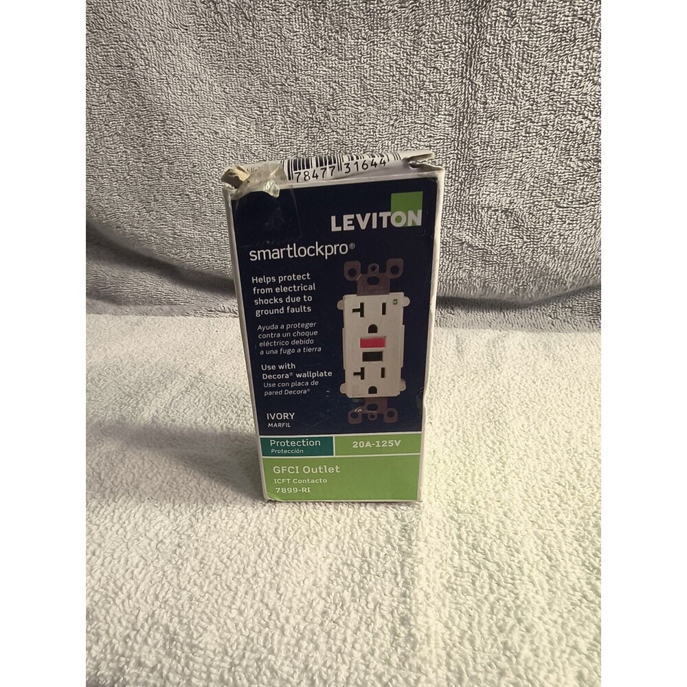 Leviton 7899-RI SmartlockPro GFCI Outlet 20A 125V Ivory Open Box Unused